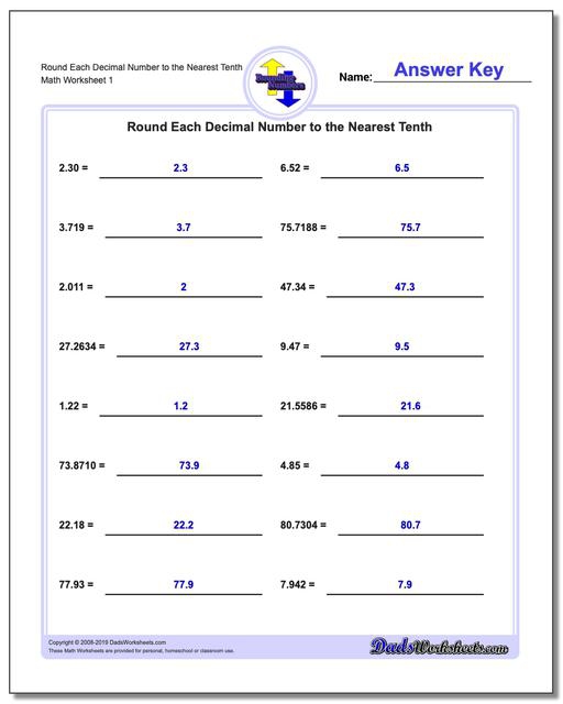 Rounding Numbers Worksheets With Answers