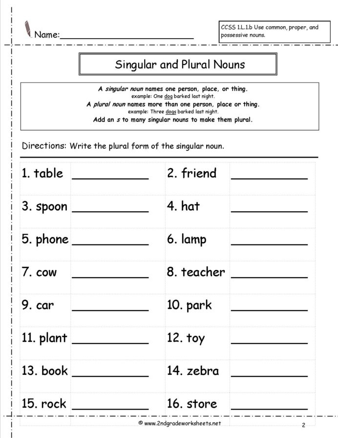 Singular Or Plural Worksheets 99Worksheets