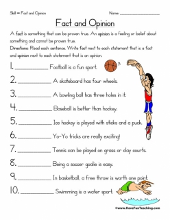 Fact And Opinion Worksheet