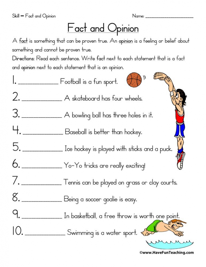 Sports Fact And Opinion Worksheet  Have Fun Teaching