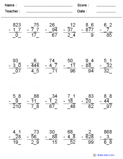 Missing Digits: Addition And Subtraction