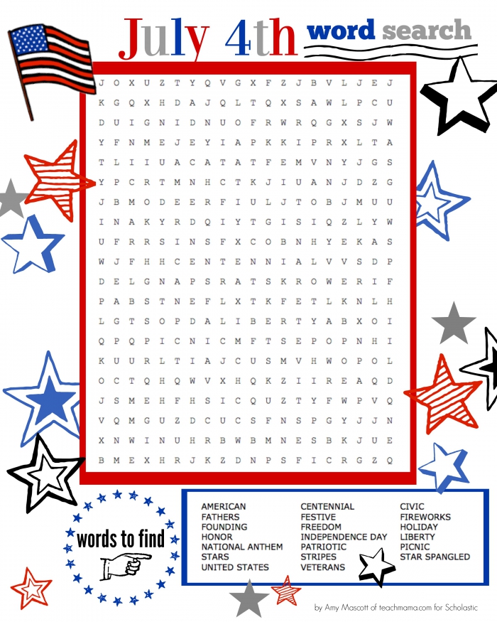 Superstar Celebration July Th Word Search Printable