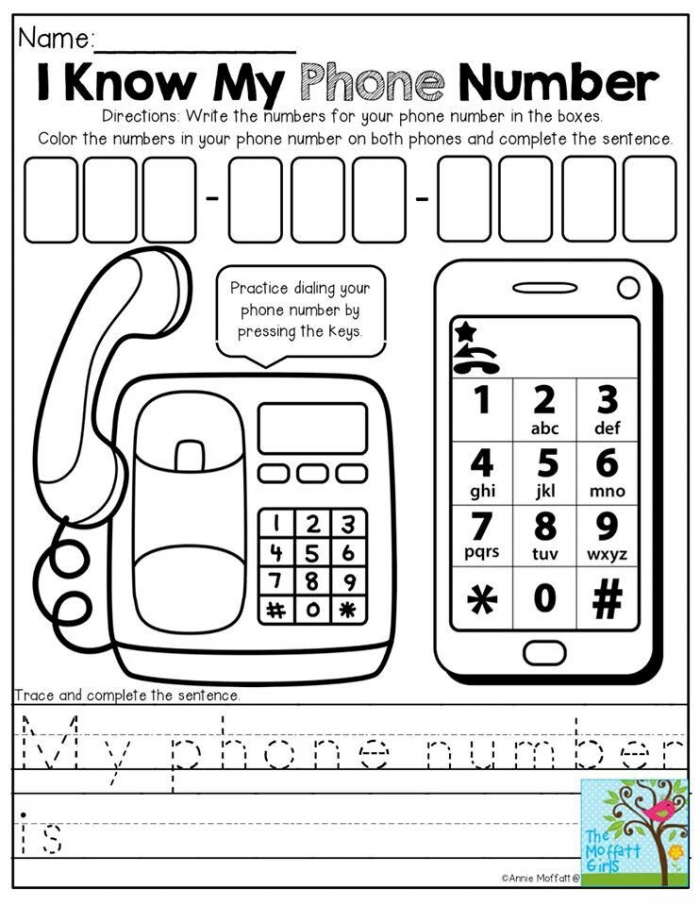 My Phone Number Worksheets | 99Worksheets