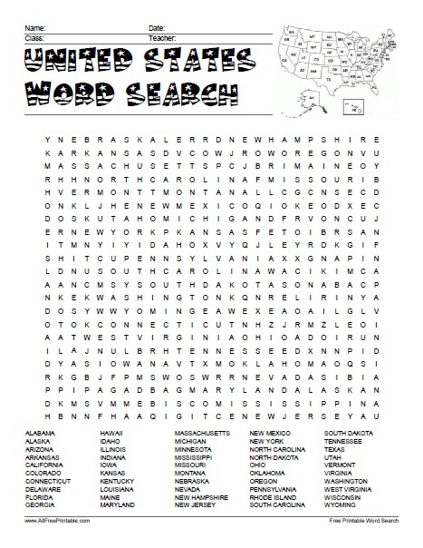United States Word Search