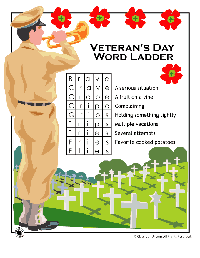 Veterans Day Word Ladder Answer Key