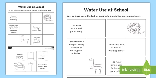Vic Water Use At School Worksheet Teacher Made