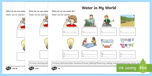 Water In My World Differentiated Worksheet  Worksheets