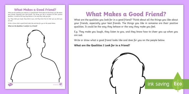 What Makes A Good Friend Worksheet