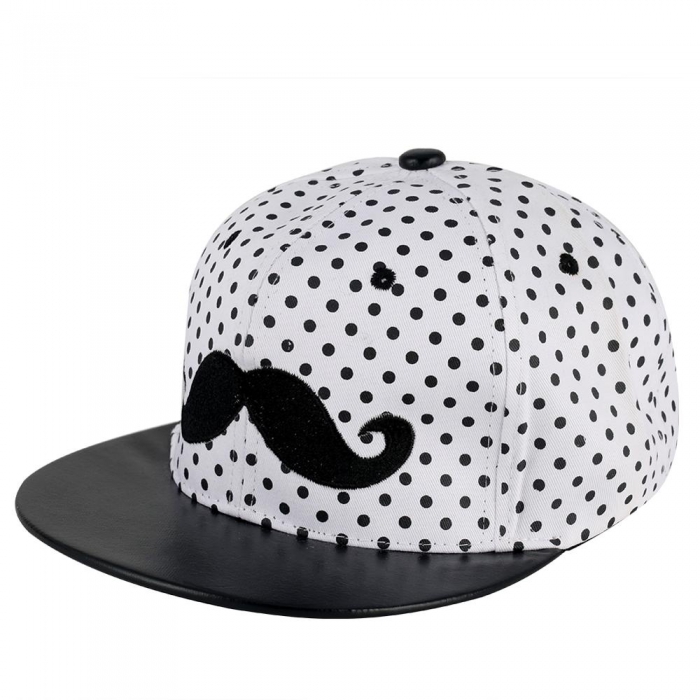 White Snapback Hip Hop Baseball Cap Dot Green Mustache Women Men