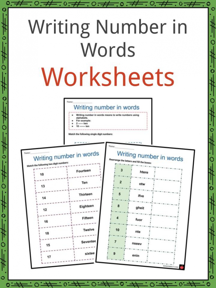 Writing Numbers In Words Worksheets