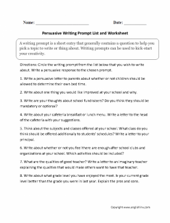 Persuasive Writing Prompt