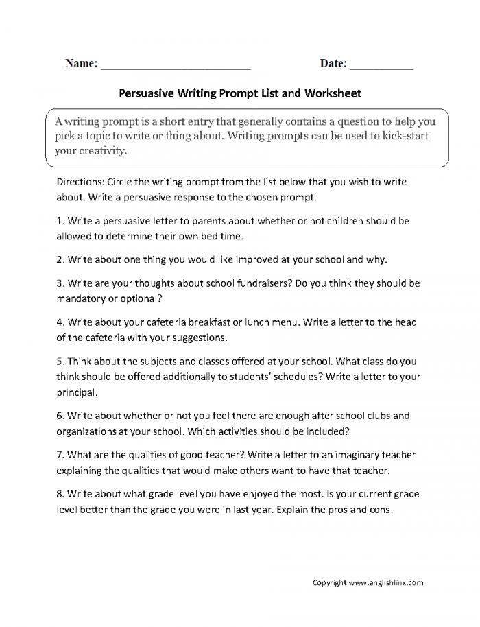 persuasive writing samples 5th grade