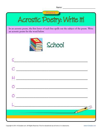 Acrostic Poetry Write It