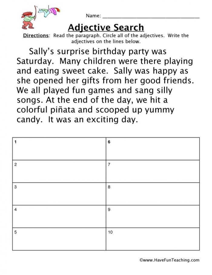 Adjective Birthday Party Worksheet  Have Fun Teaching