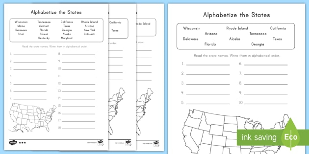 Alphabetize The United States Activity Teacher Made