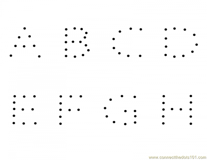 Alphabets A To H Dot To Dot Printable Worksheet