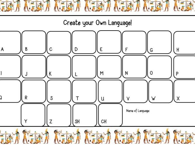 Ancient Egypt Hieroglyphics Worksheet Create Your Own Language