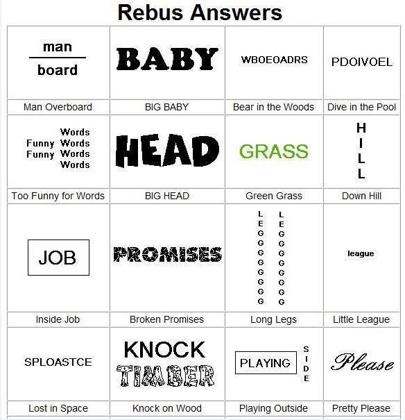 Rebus Puzzles With Answers Printable