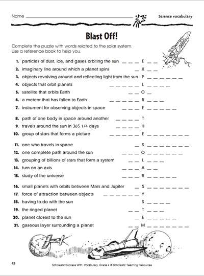 Blast Off Activity Page