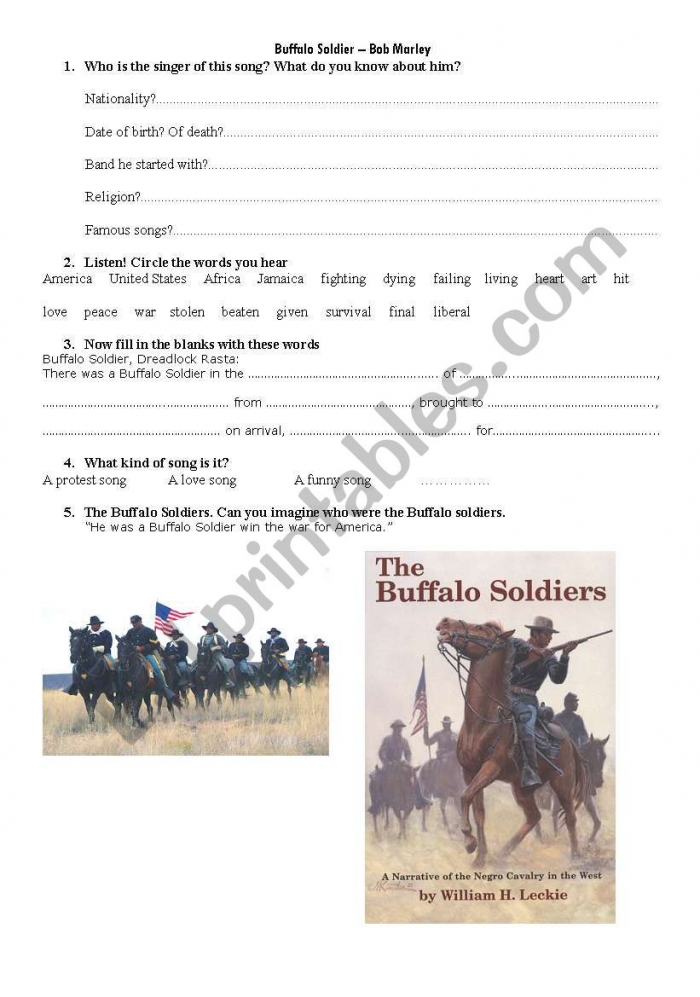 Buffalo Soldiers Worksheets 99Worksheets