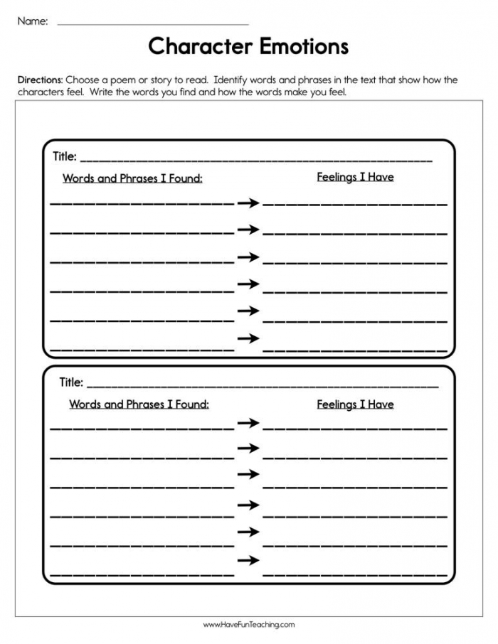 Character Emotions Worksheet  Have Fun Teaching