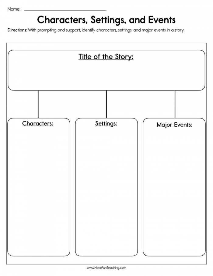 Characters  Settings  And Events Worksheet  Have Fun Teaching