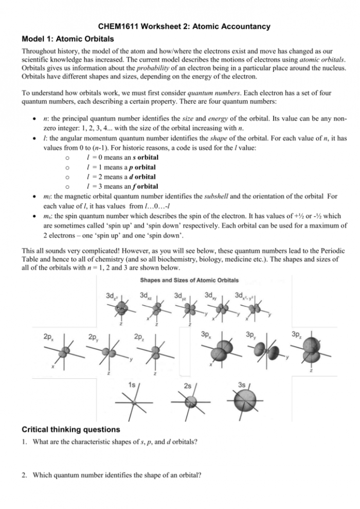 Chem Worksheet  Atomic Accountancy Model