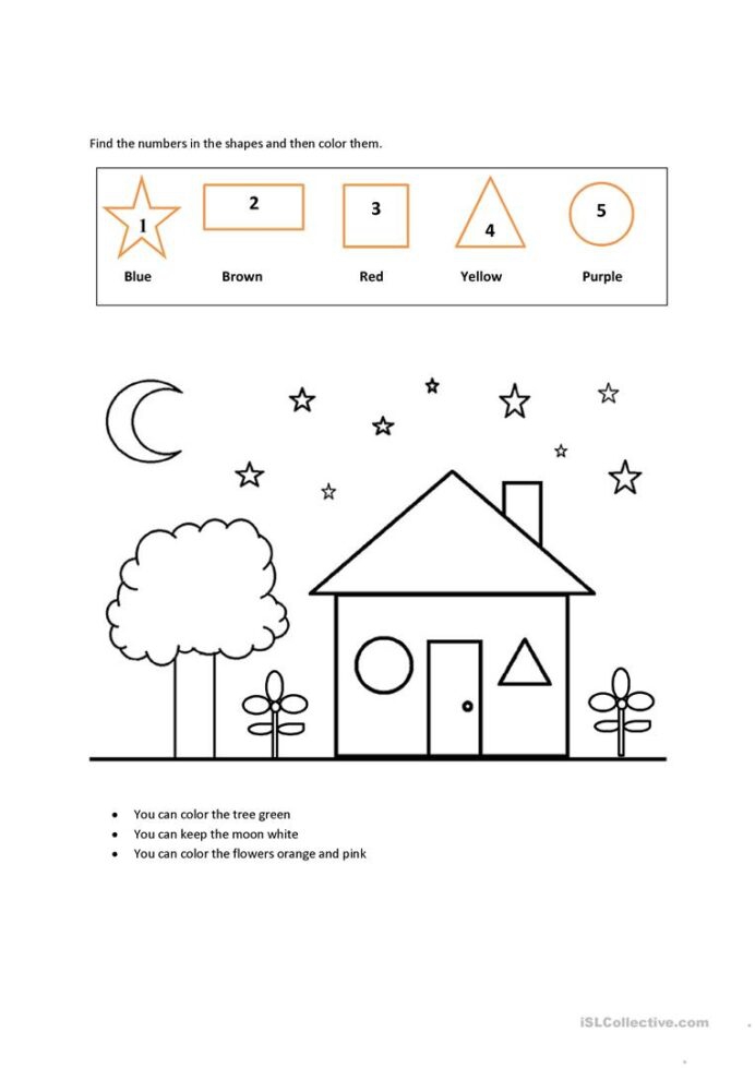 Colors Shapes Numbers English Esl Worksheets For Distance And