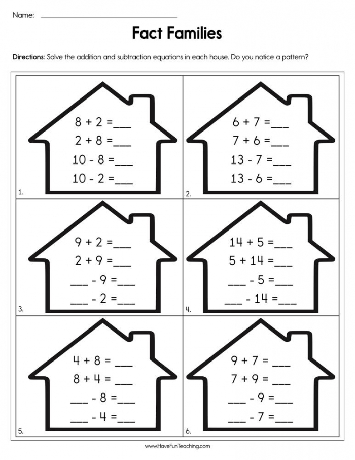 Completing Fact Families Worksheet  Have Fun Teaching