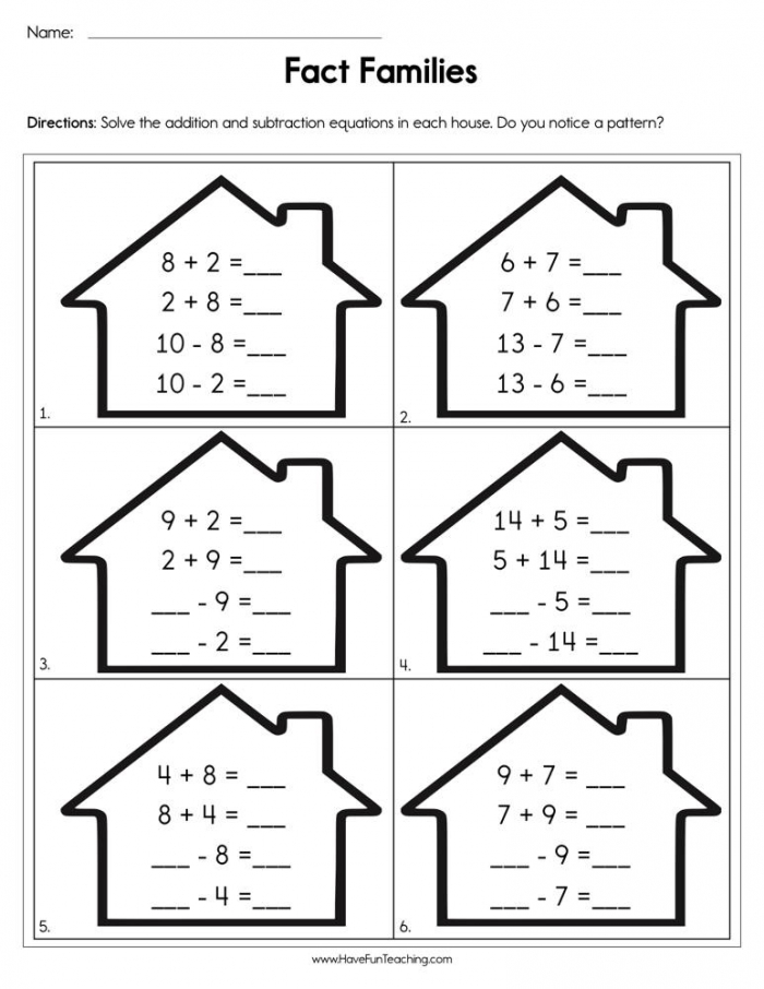 Complete The Fact Family Worksheets 99Worksheets