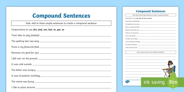 Compound Sentences Worksheet Teacher Made