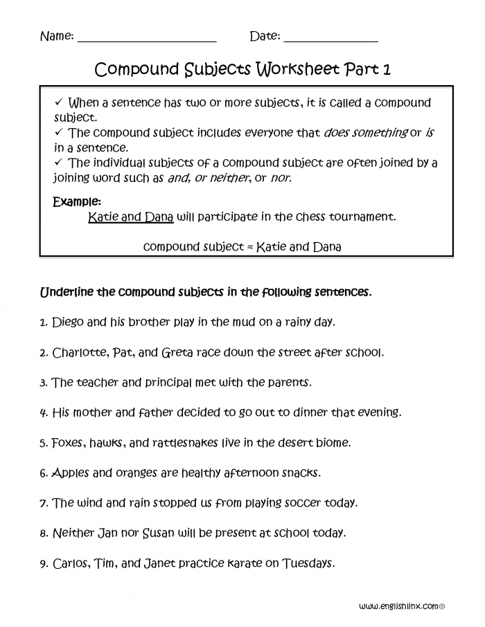 Printable Compound Verb Worksheets