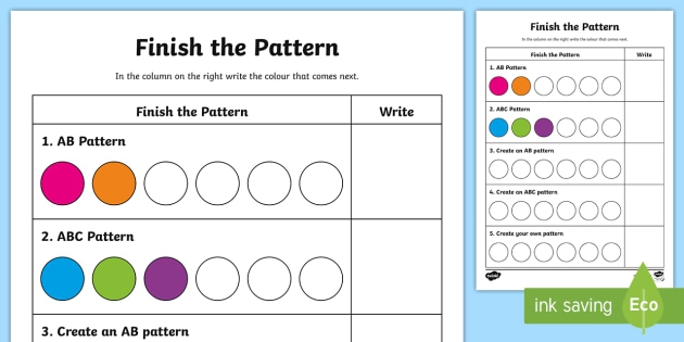 Create Your Own Pattern  Worksheet  Worksheet