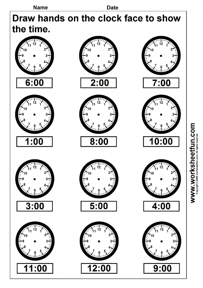 Draw Hands On The Clock Face To Show The Time