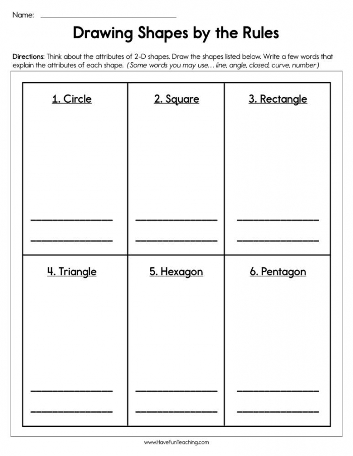 Drawing Shapes By The Rules Worksheet  Have Fun Teaching