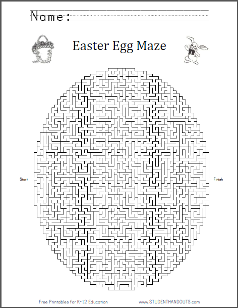 Easter Egg Maze Worksheet