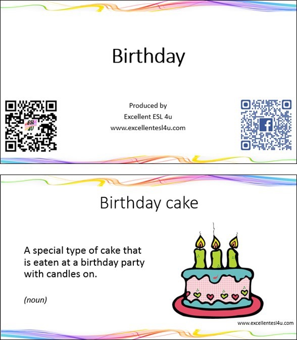 Esl Birthday Vocabulary