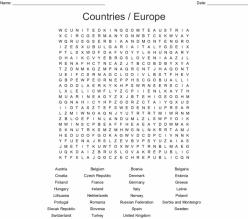 European Countries Word Search