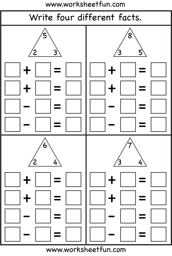 Fact Family  Complete Each Fact Family   Worksheets