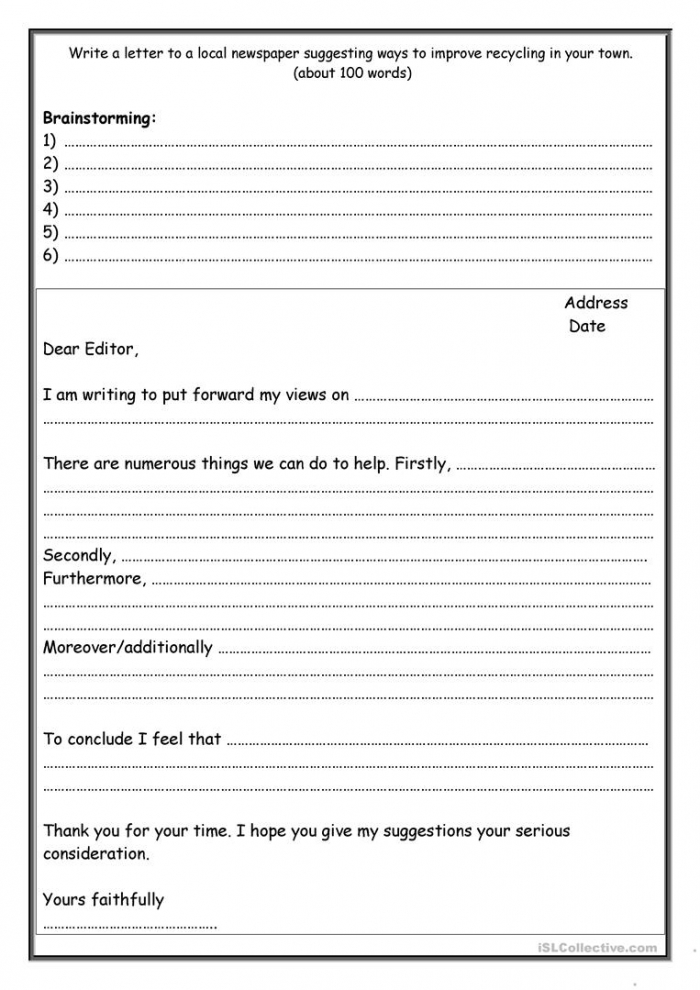 Formal Letter Writing Template