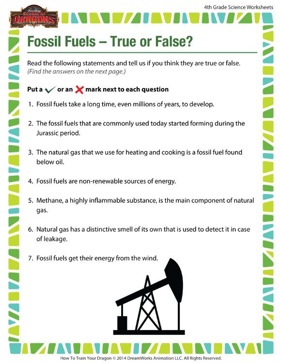 Fossil Fuels  True Or False View  Free Science Worksheet For