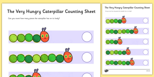 Hungry Caterpillar Number Maze Worksheets | 99Worksheets