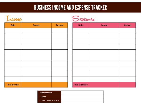 Free Business Income And Expense Tracker  Worksheet
