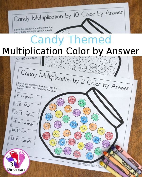 Free Candy Multiplication Color By Answer Has Numbers  To  And