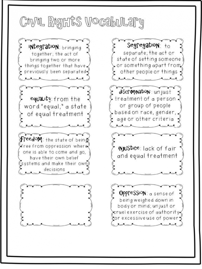 Civil Rights Vocabulary Worksheets | 99Worksheets