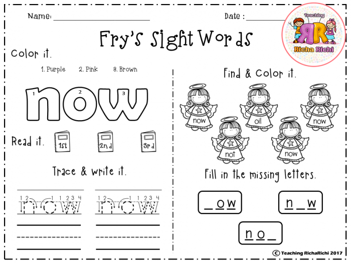 Free Frys Sight Words St