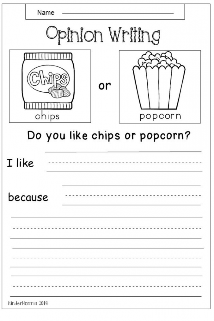 Free Opinion Writing Worksheet For Early Elementary