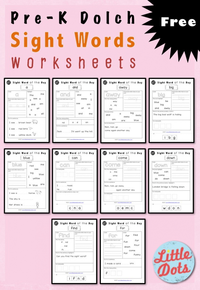 Pre-Kindergarten Sight Words: See To Up Worksheets | 99Worksheets