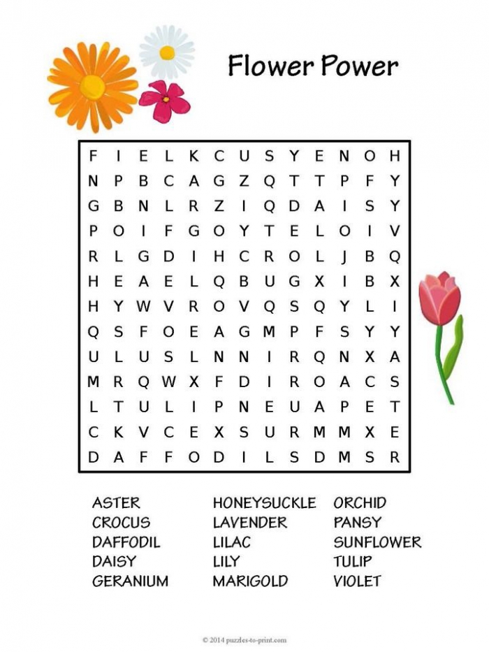 Spring Flowers Crossword Worksheets | 99Worksheets