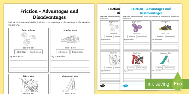Friction Advantages And Disadvantages Worksheet  Worksheet